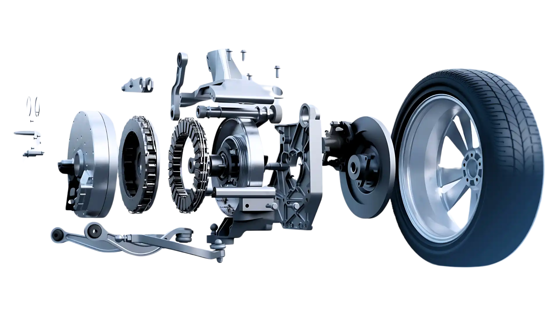 Exploded view of Indigo patented road-sensing SmartWheels